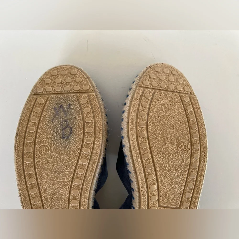 Verbenas Spain Carmen Espadrille Dusty Denim Blue Suede Slip On Flat, size 40